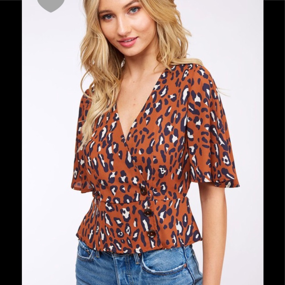 Rust animal print wrap top ( 2 LEFT ) - Picture 1 of 4